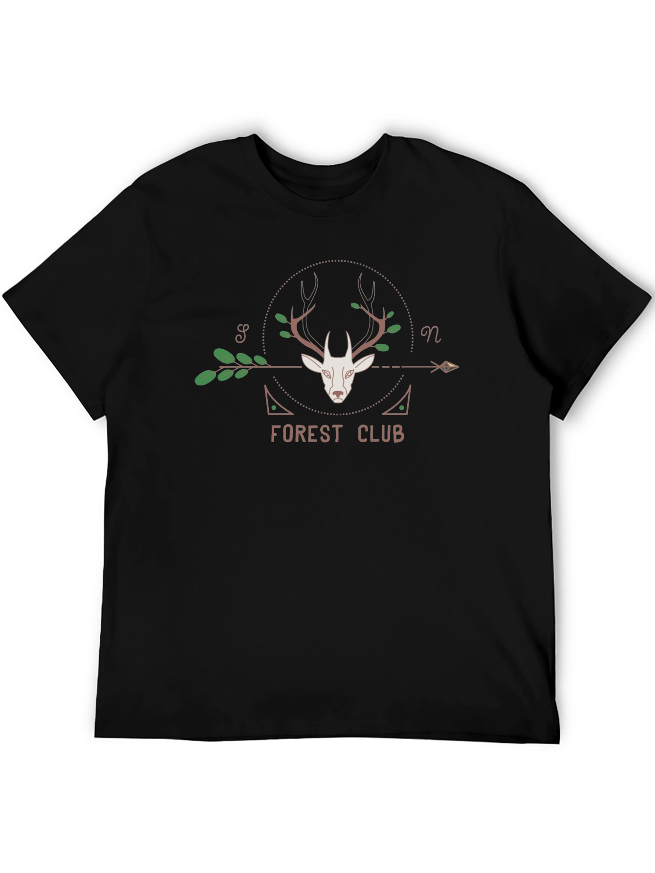 Forest Club Deer Graphic T-Shirt - Black