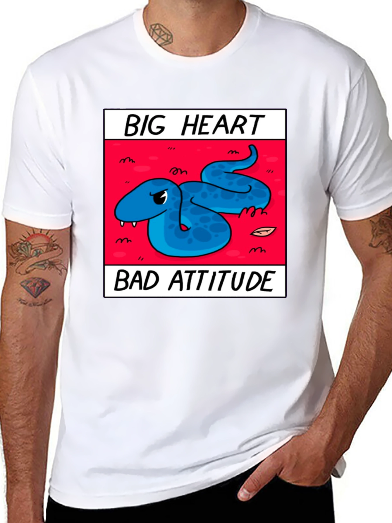 Big Heart Bad Attitude Snake Graphic T-Shirt