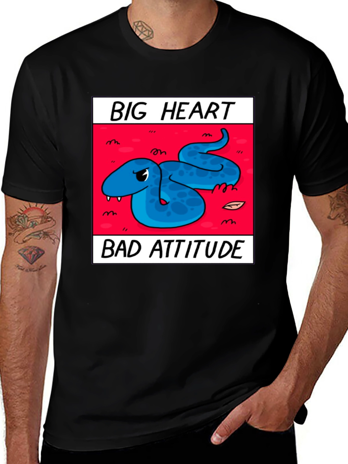 Big Heart Bad Attitude Snake Graphic T-Shirt