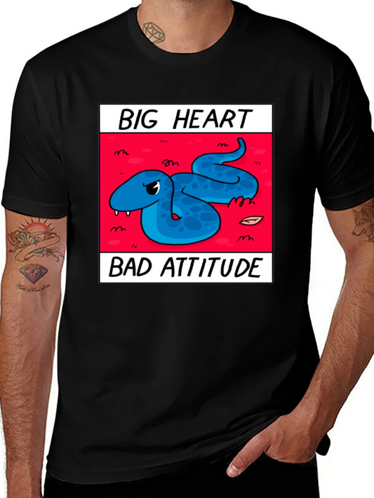 Big Heart Bad Attitude Snake Graphic T-Shirt