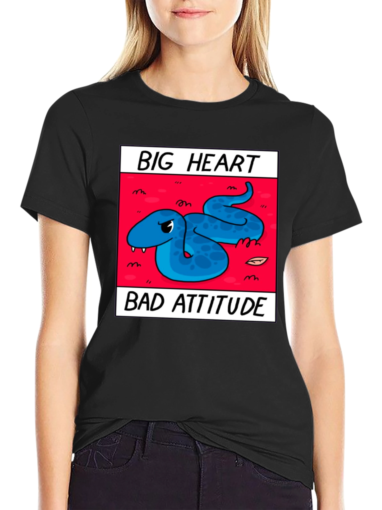 Big Heart Bad Attitude Snake Graphic T-Shirt