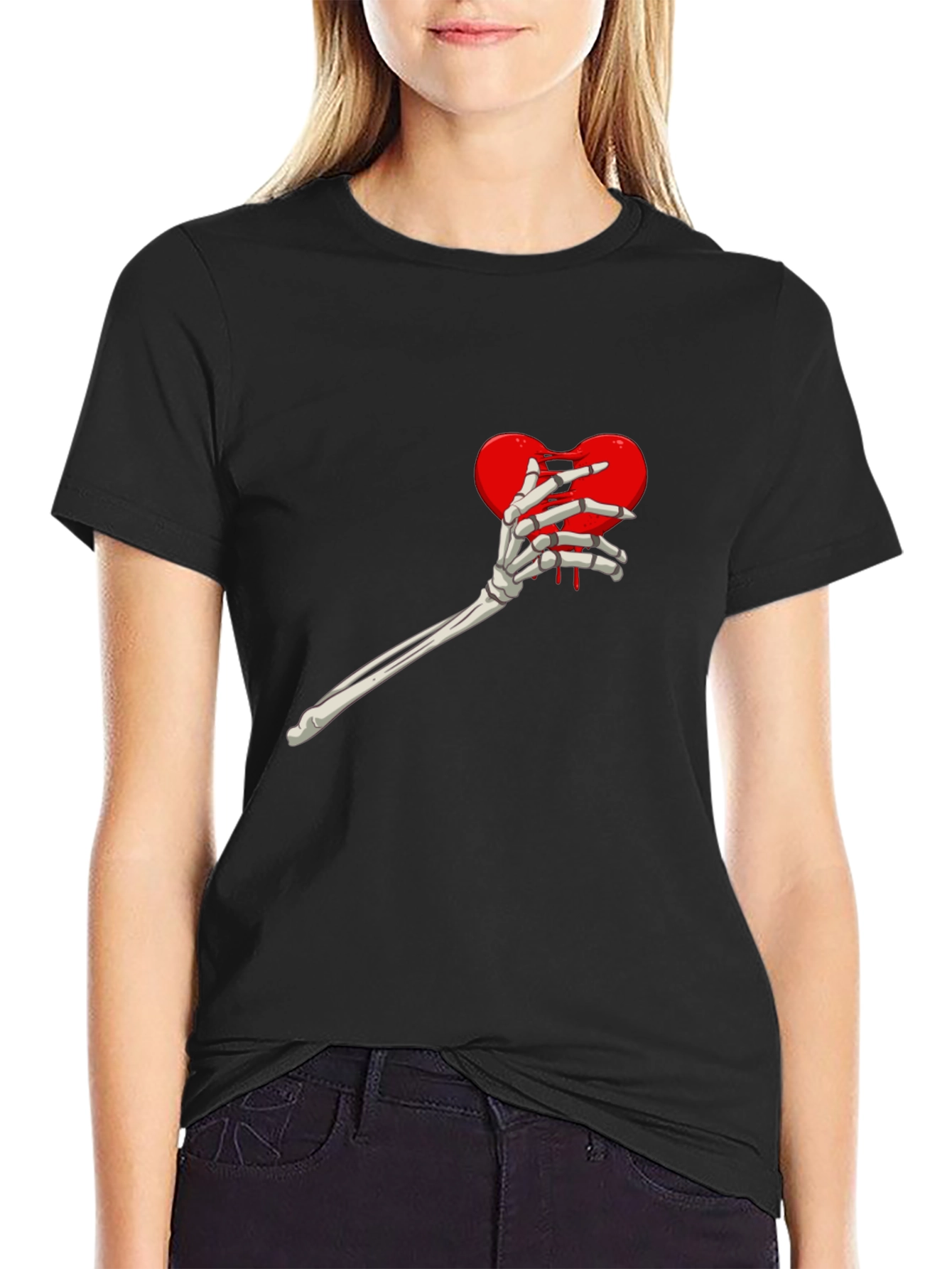 Heart Skeleton Hand Graphic Tee