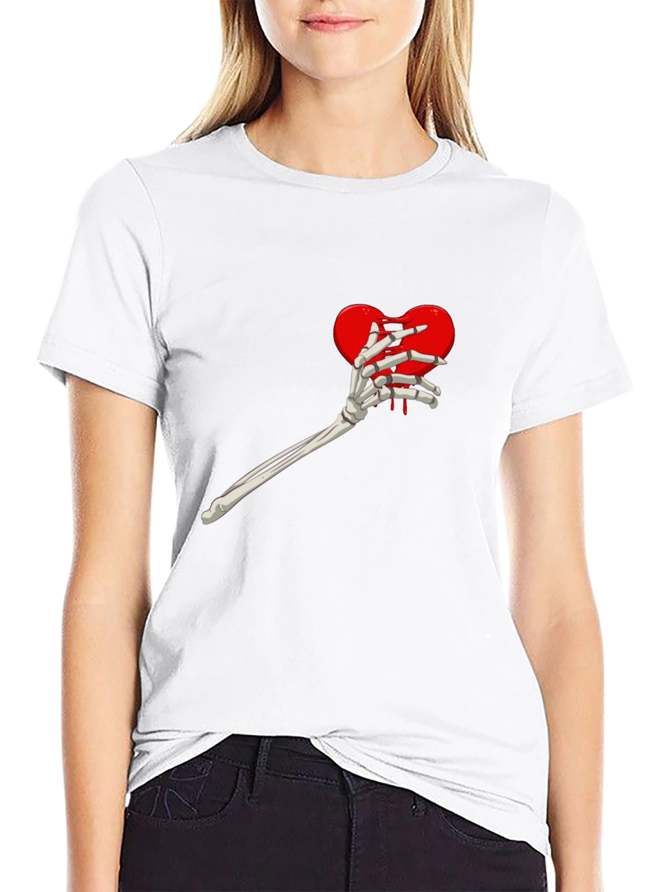 Heart Skeleton Hand Graphic Tee