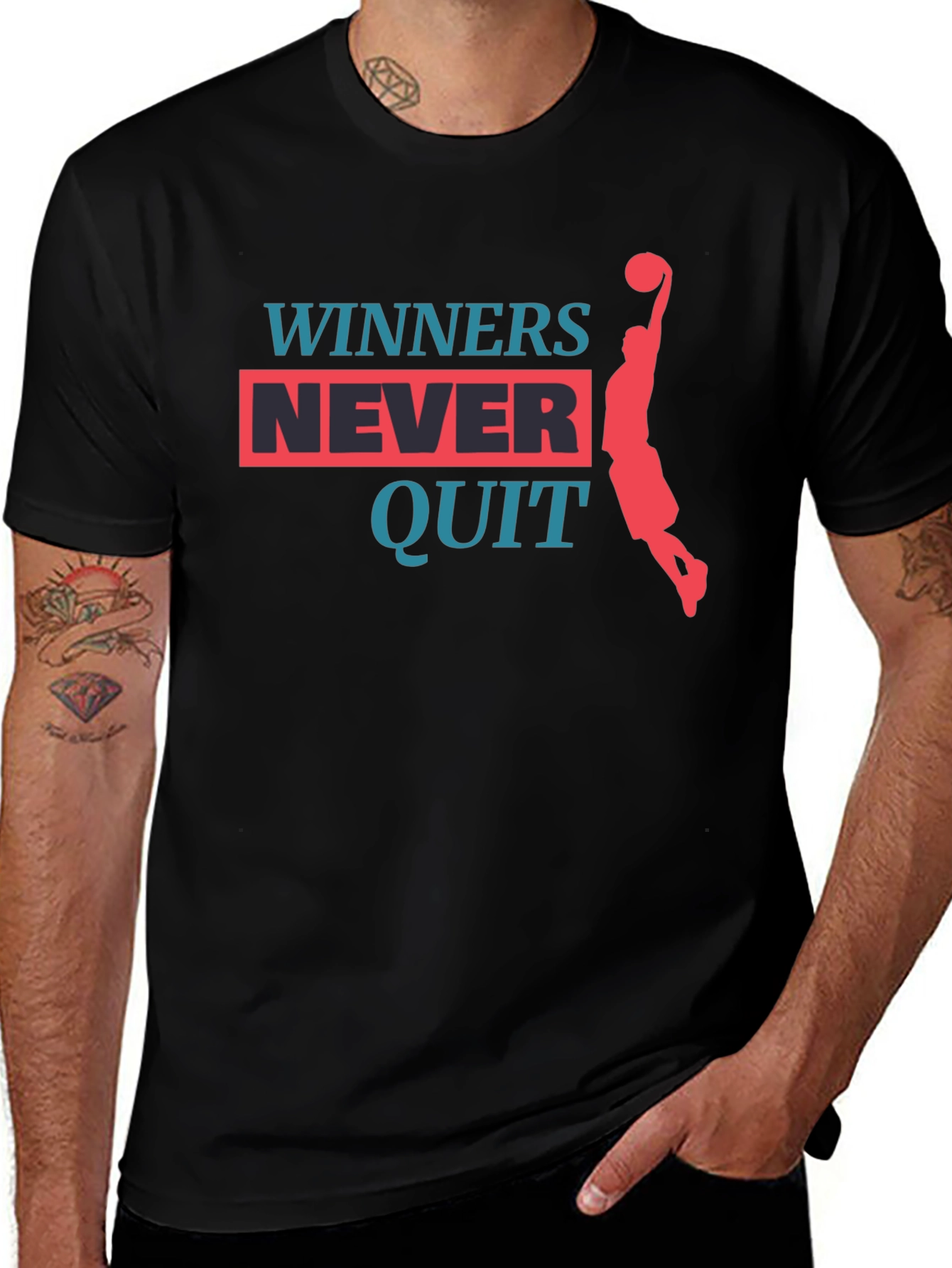 Winners Never Quit Graphic T-Shirt