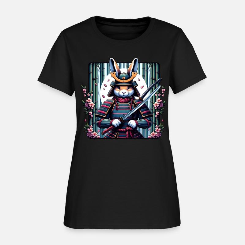 Samurai Rabbit with Katana and Cherry Blossoms