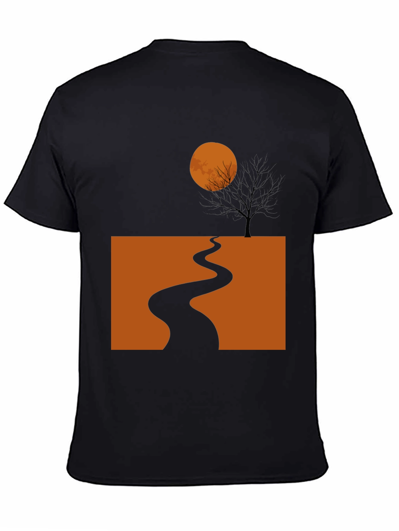 Halloween T-Shirt: Spooky Path and Moon Graphic Tee