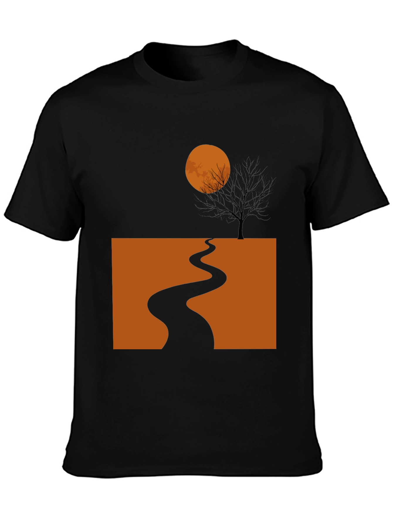 Halloween T-Shirt: Spooky Path and Moon Graphic Tee