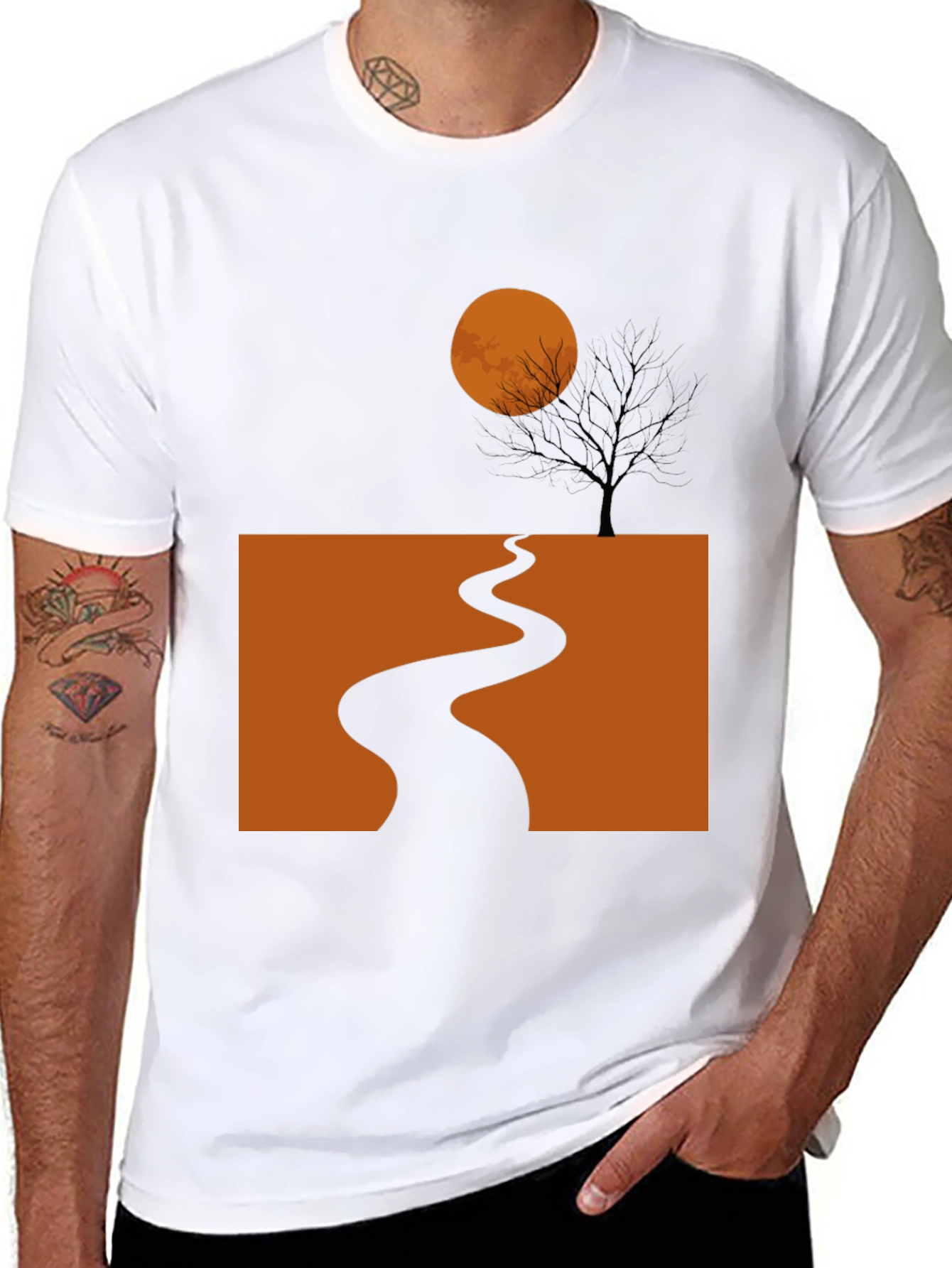Halloween T-Shirt: Spooky Path and Moon Graphic Tee