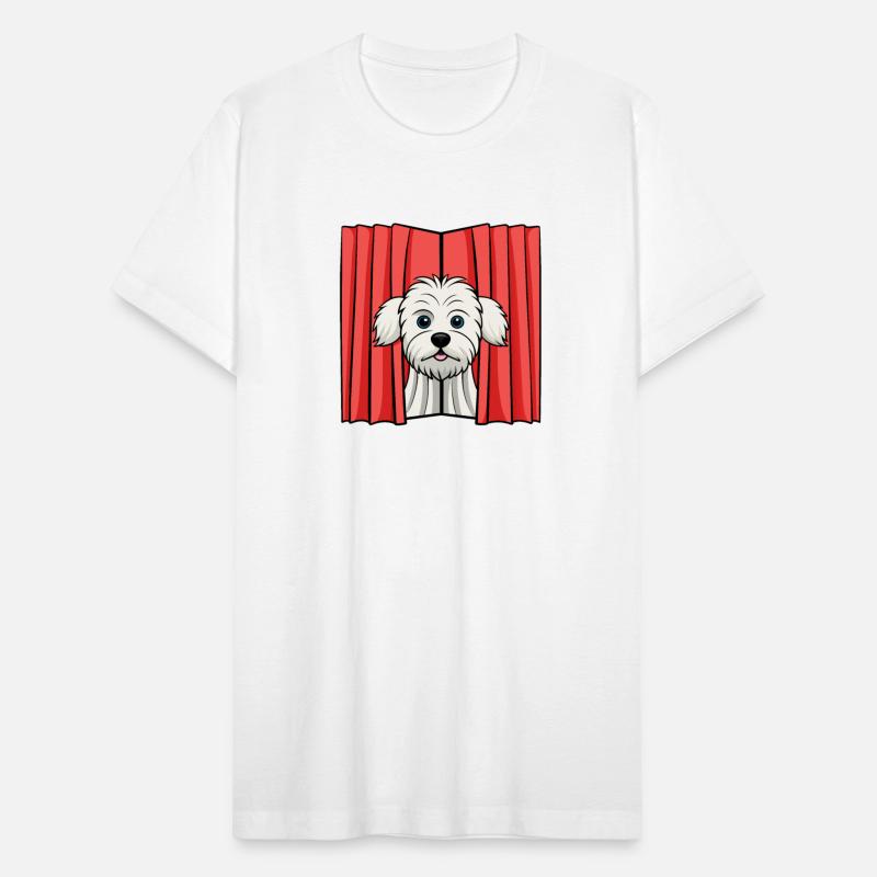 Shy Maltese Peeking from Curtain