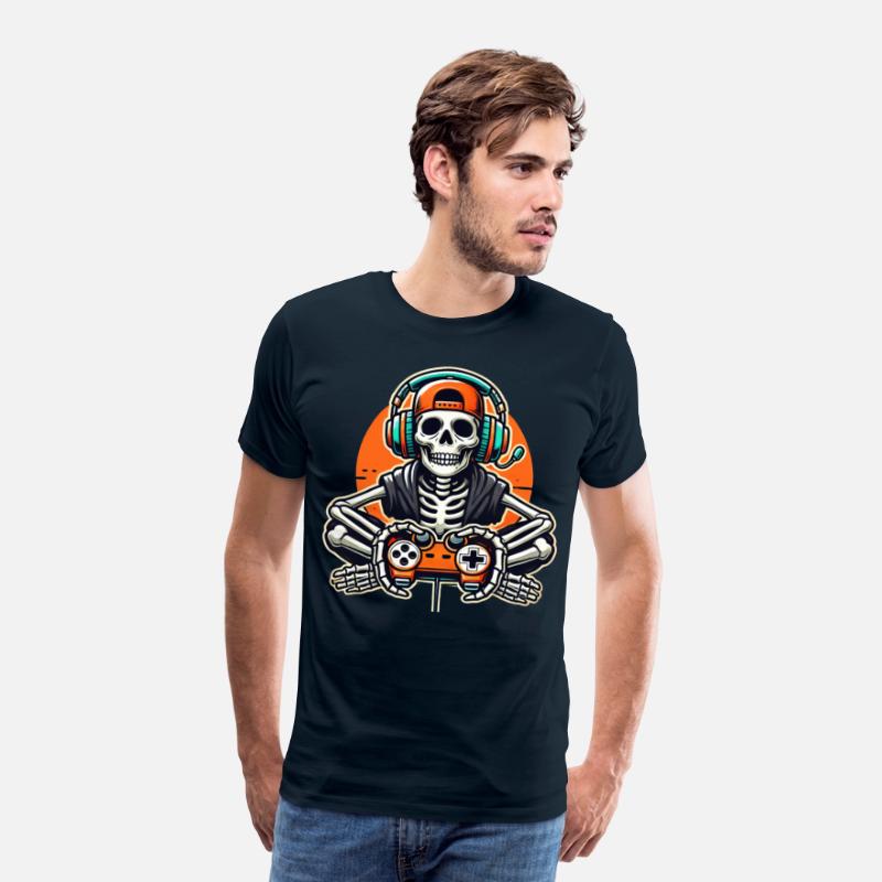 Skeleton Gamer Funny Retro Gaming Skull Art