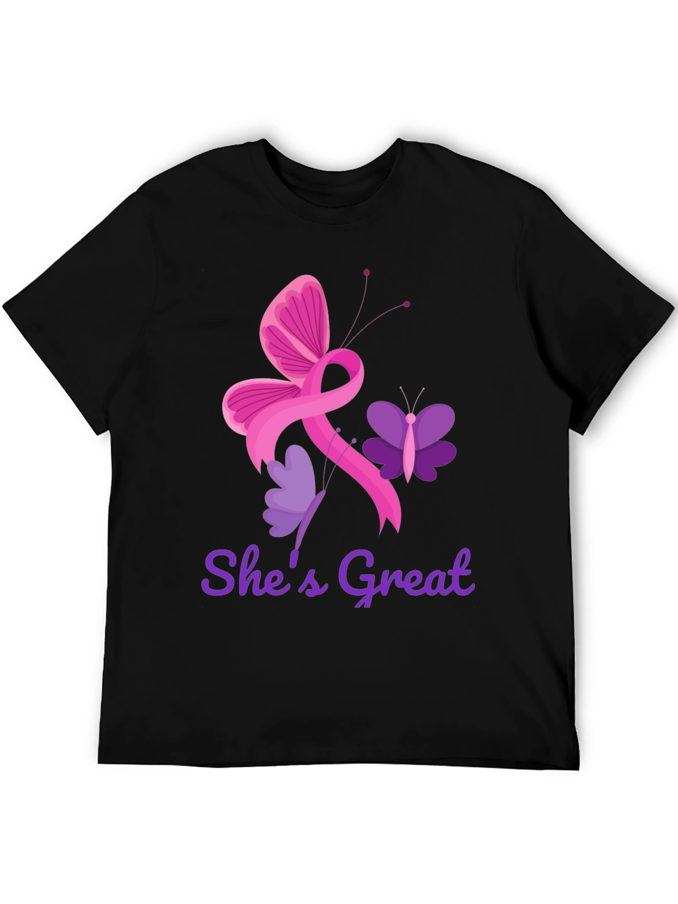 Shes Great Breast Cancer Awareness Ribbon Butterfly T-Shirt
