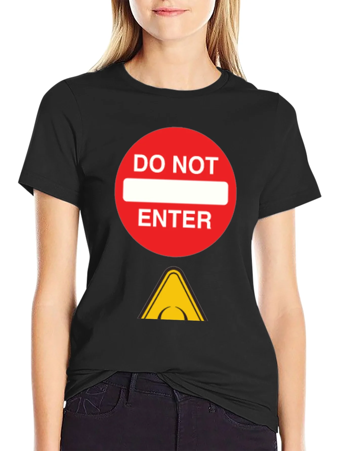 Do Not Enter Graphic Tee - Black Cotton T-Shirt