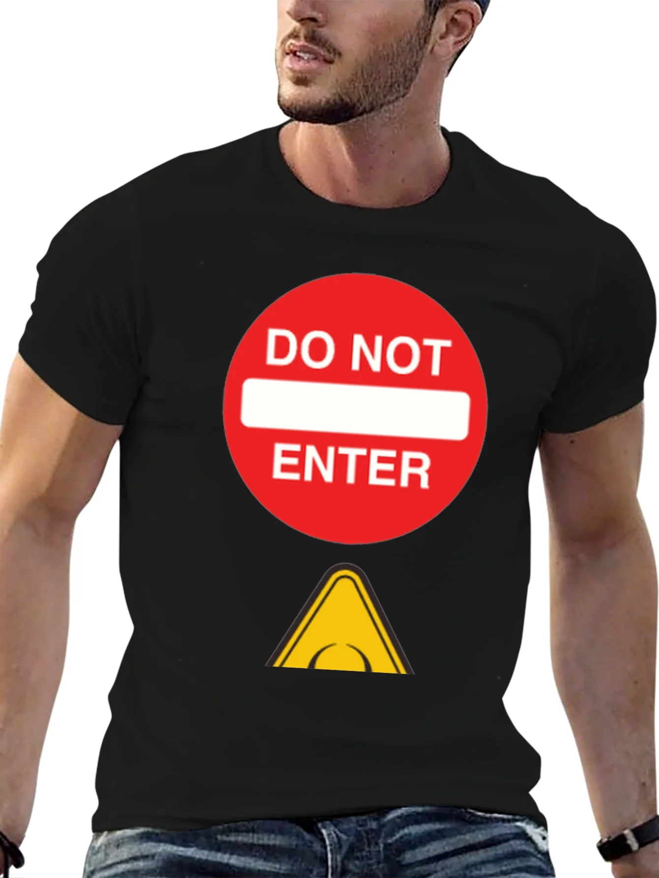 Do Not Enter Graphic Tee - Black Cotton T-Shirt