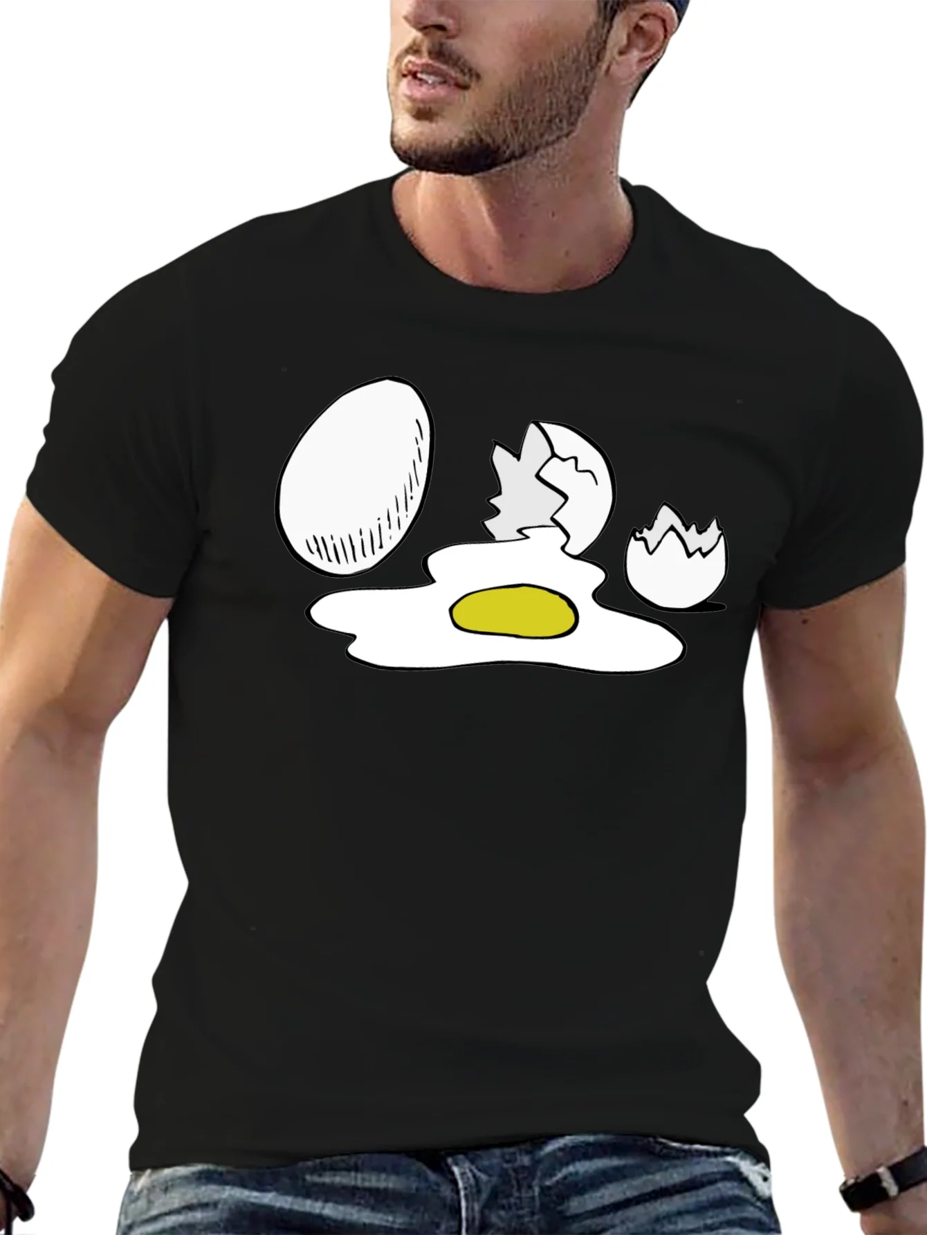 Egg-cellent Black T-Shirt - Funny Egg Cartoon Design