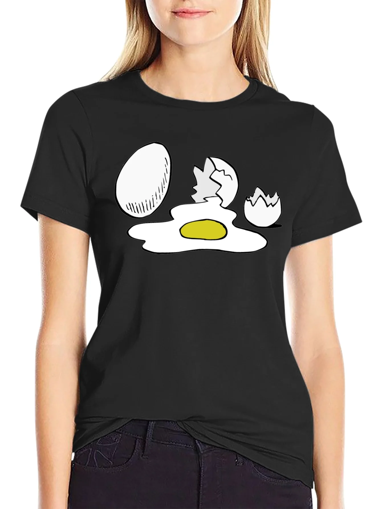 Egg-cellent Black T-Shirt - Funny Egg Cartoon Design