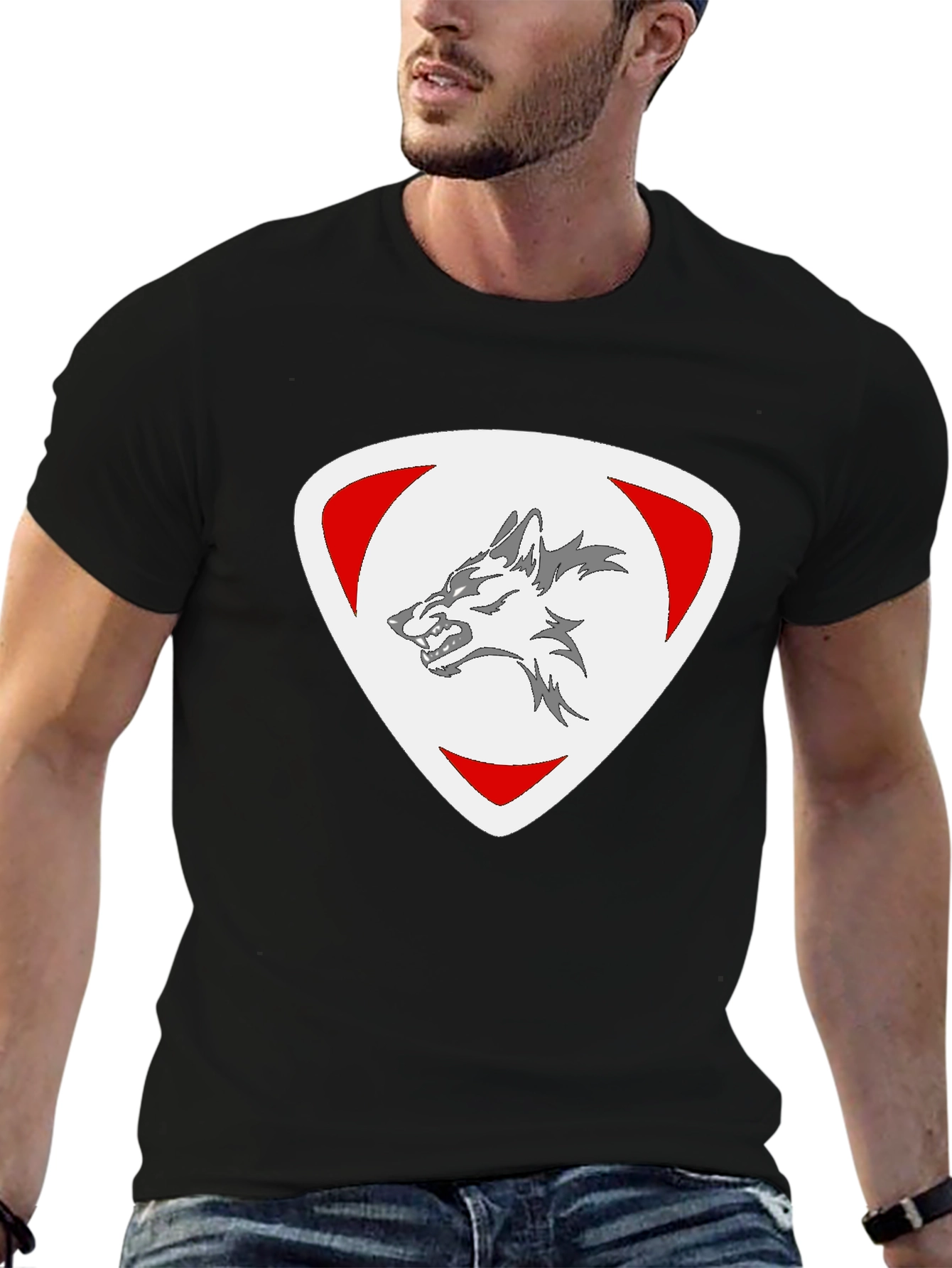 Wolf Emblem Black T-Shirt - Modern Style