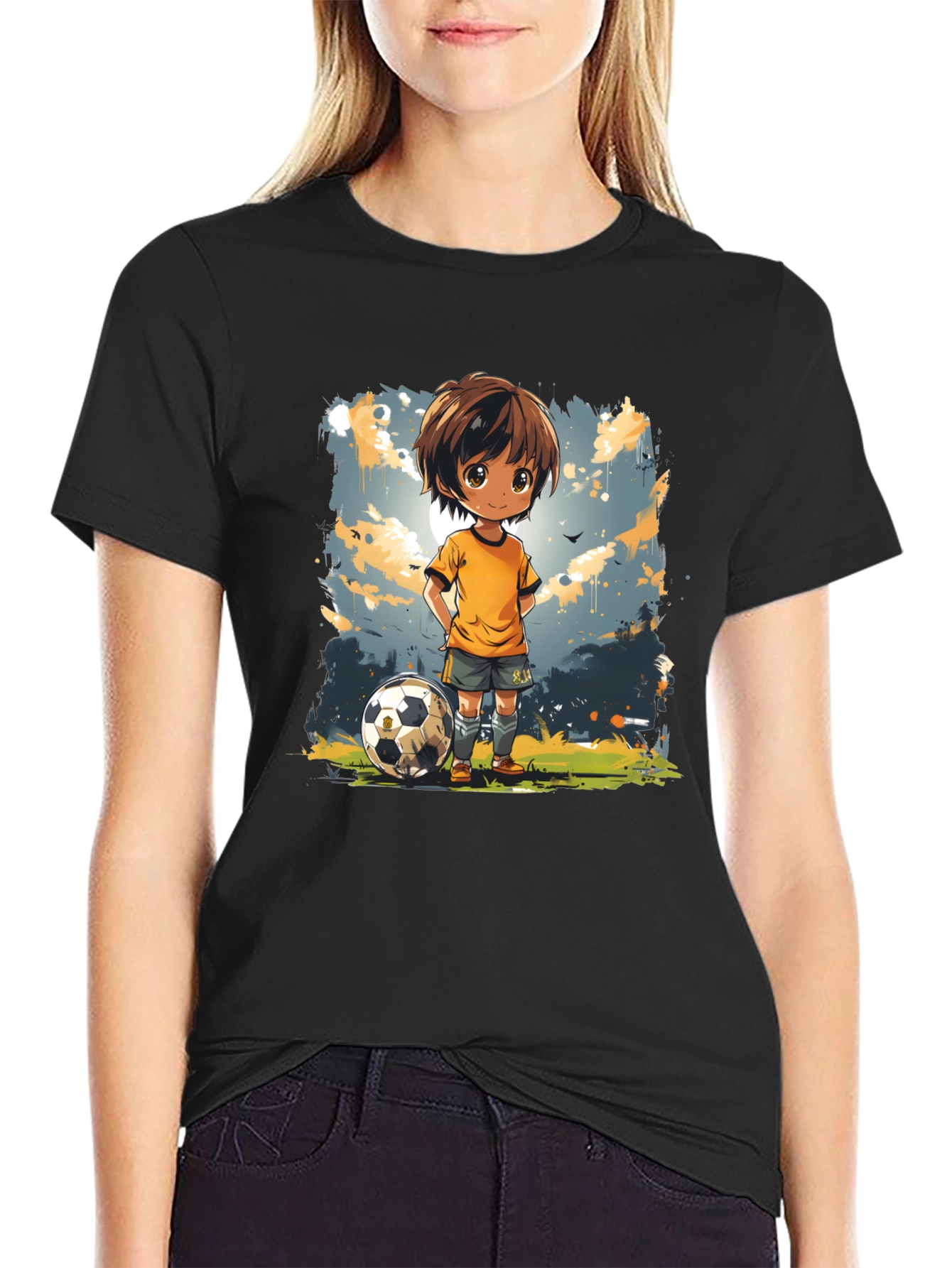 Soccer Kid Graphic Tee - Playful Cartoon Design