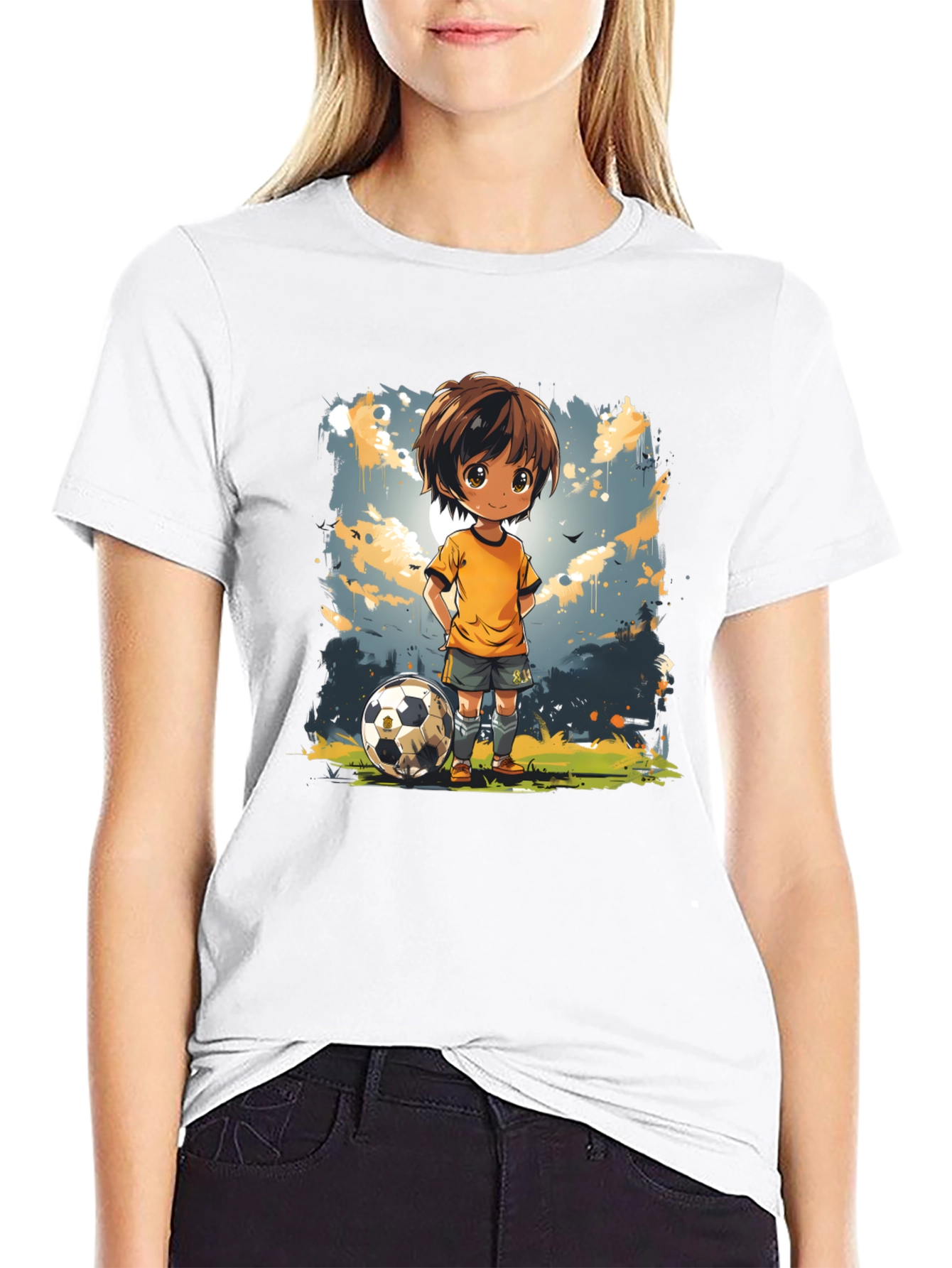 Soccer Kid Graphic Tee - Playful Cartoon Design