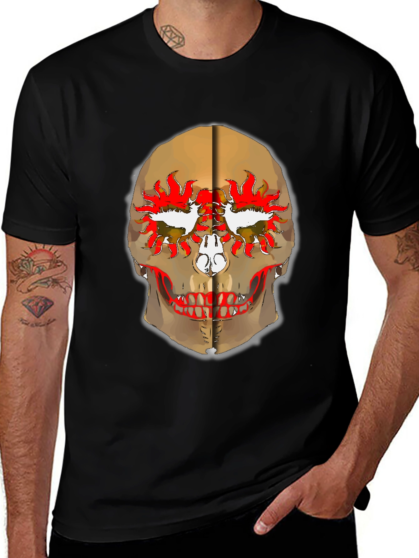 Skull Graphic Print Black T-Shirt