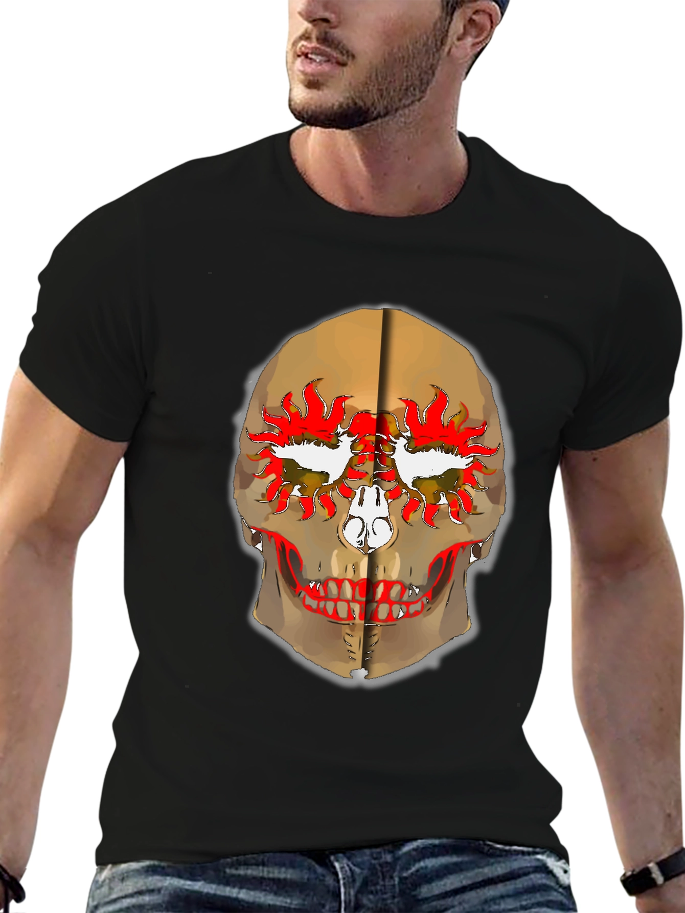 Skull Graphic Print Black T-Shirt