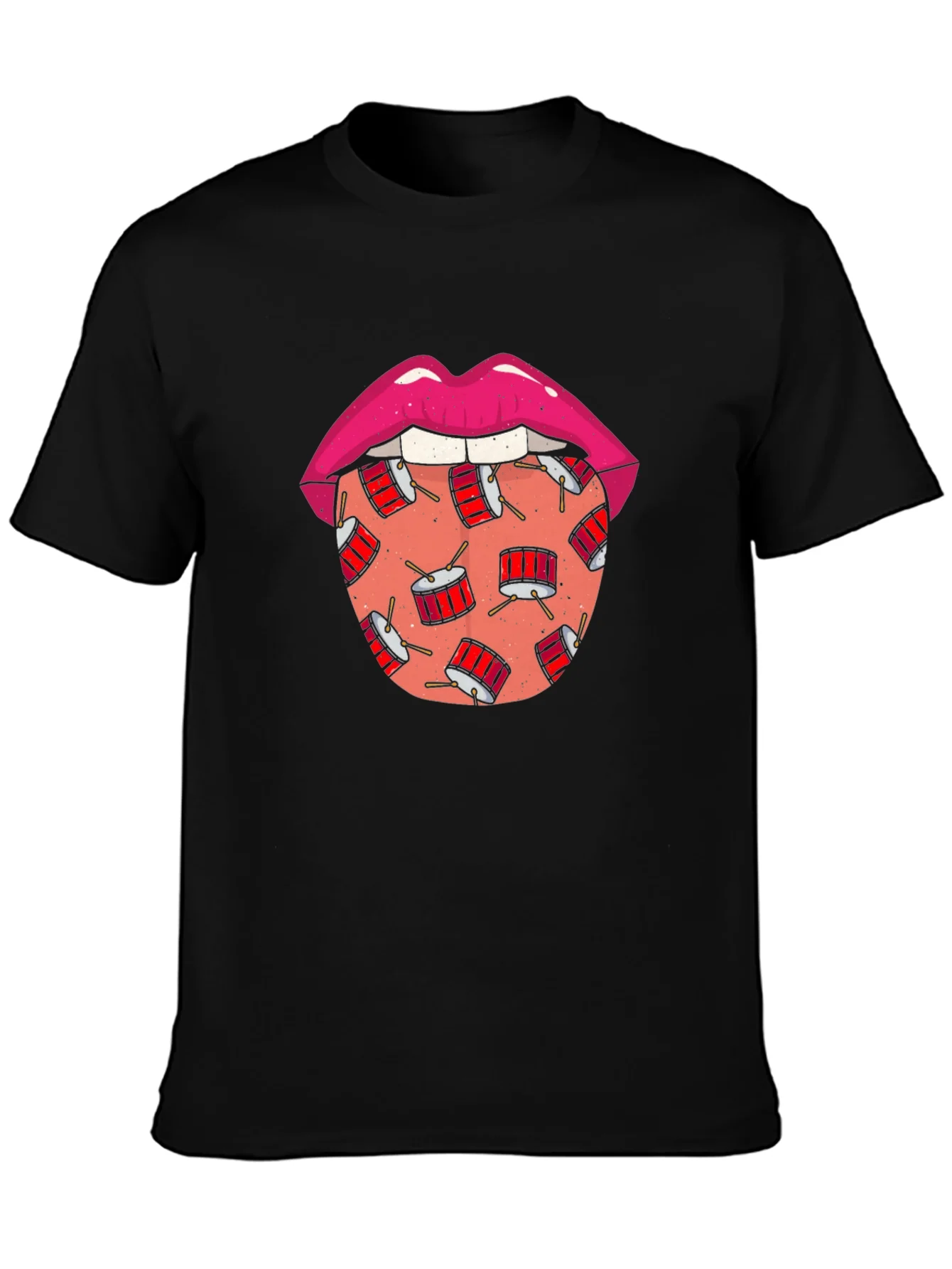 Drum Tongue Graphic T-Shirt - Black