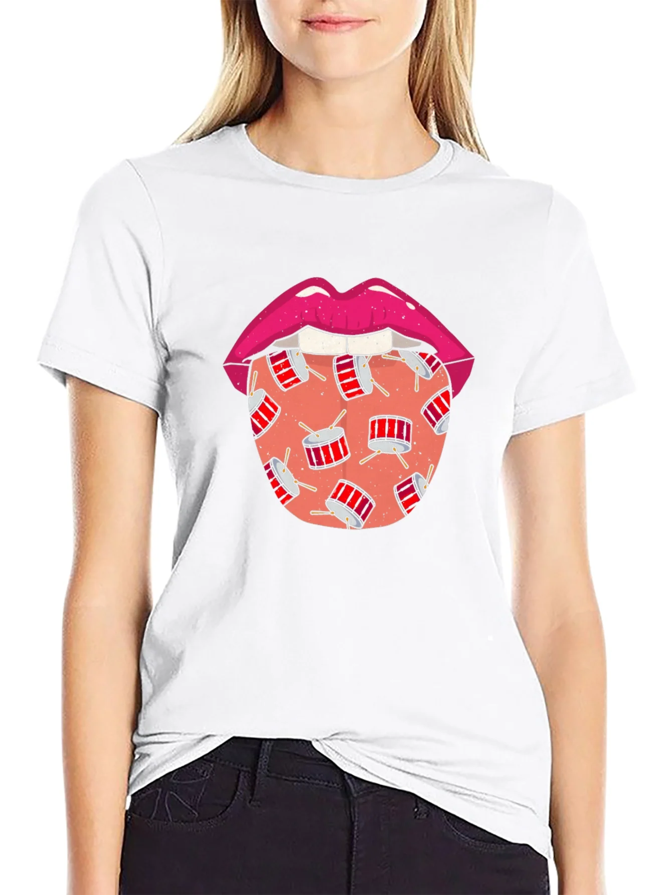 Drum Tongue Graphic T-Shirt - Black