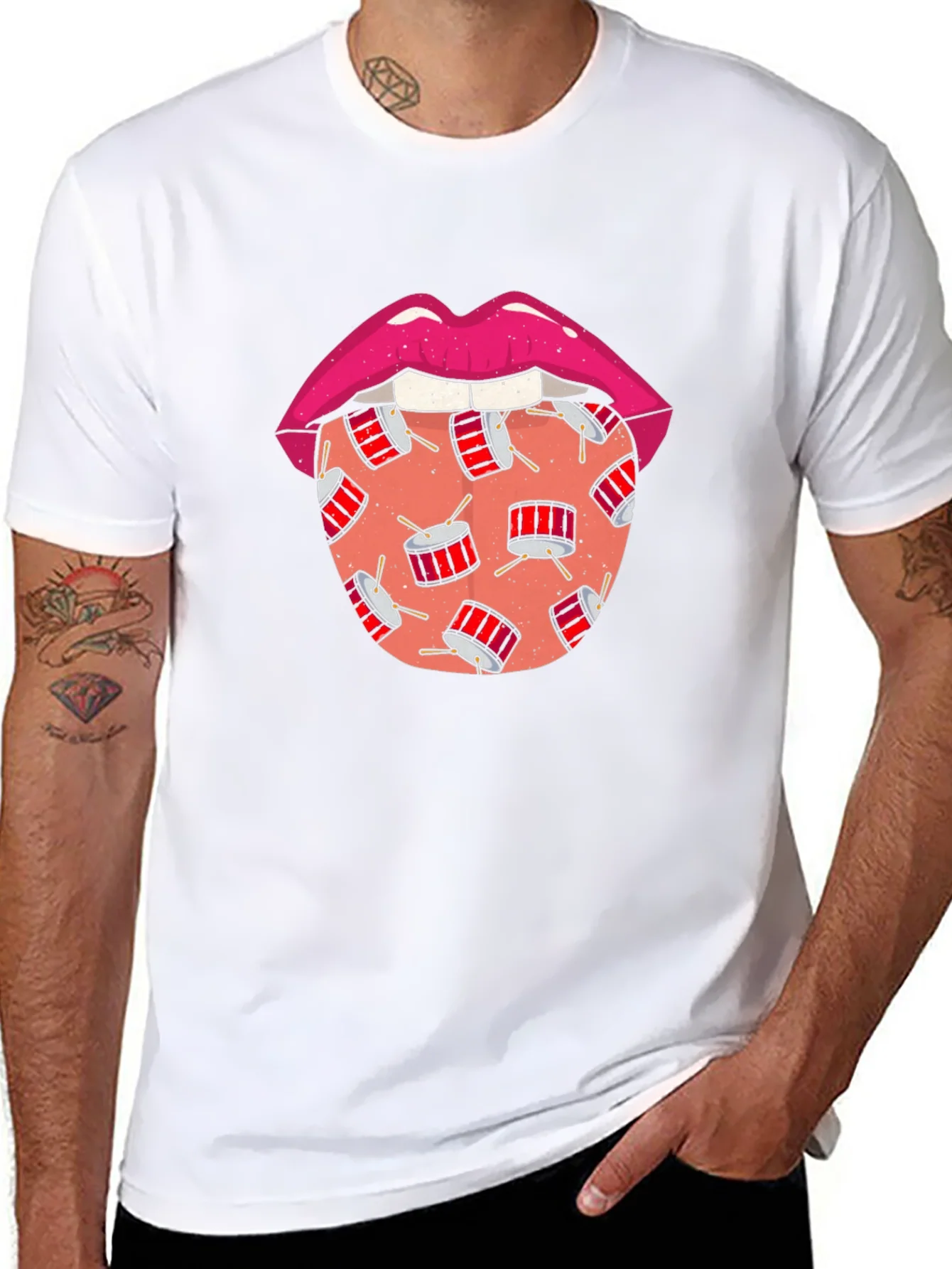 Drum Tongue Graphic T-Shirt - Black