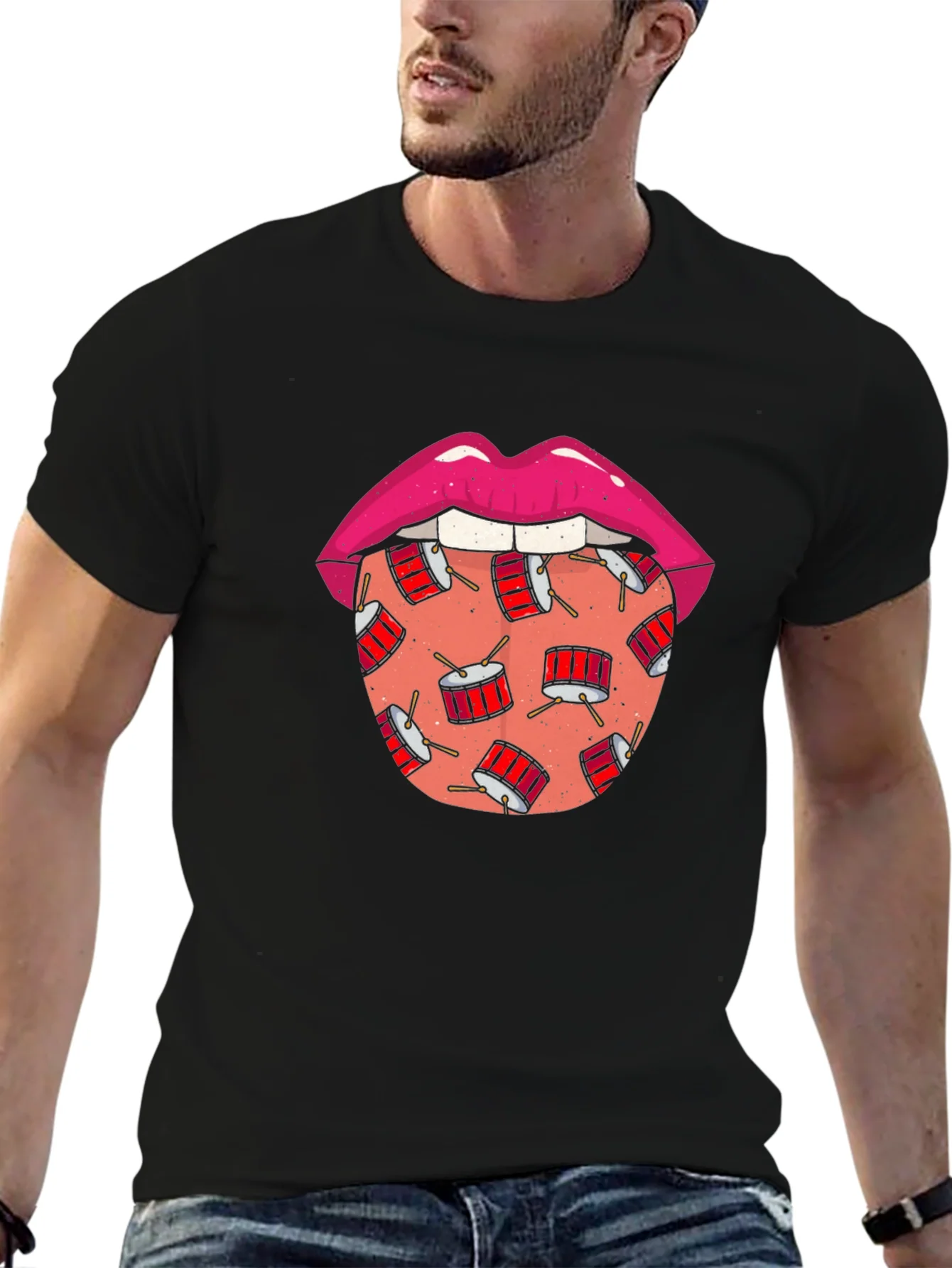 Drum Tongue Graphic T-Shirt - Black
