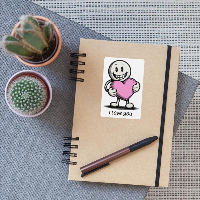 Stick Figure with Heart I LOVE YOU