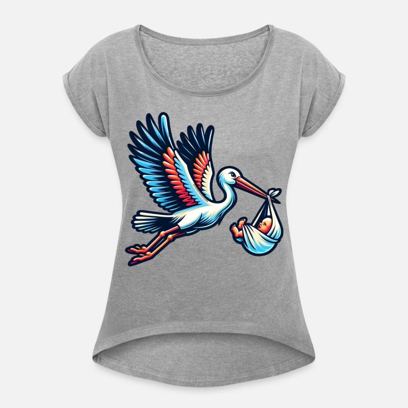Stork Carrying Baby Illustration for New Parents