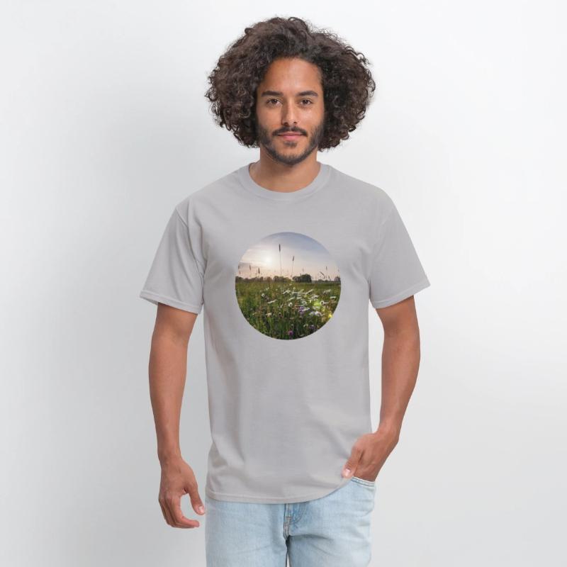 Sunny natural landscape with flowers