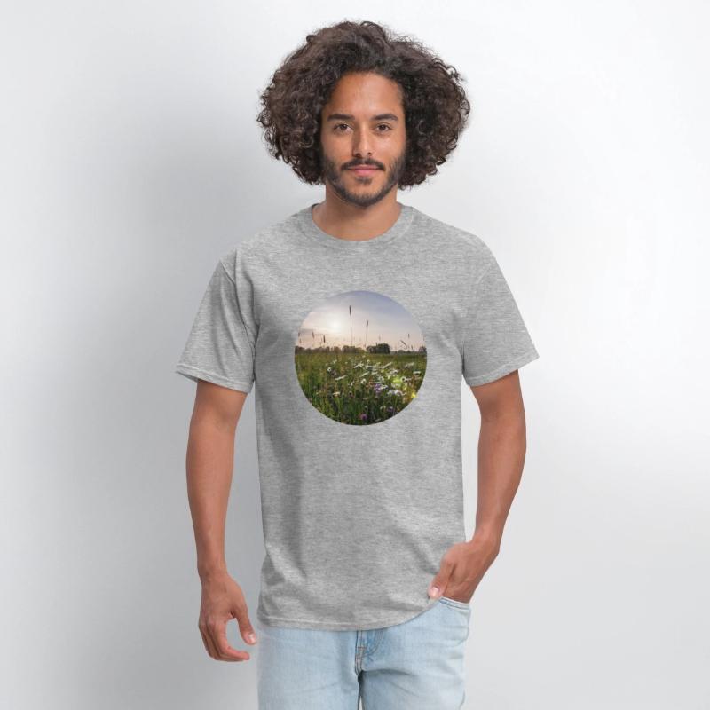 Sunny natural landscape with flowers