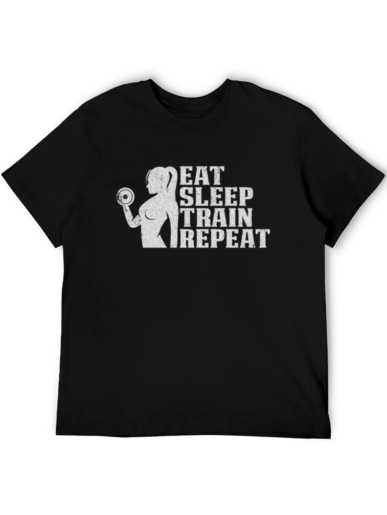 Eat Sleep Train Repeat Black Graphic T-Shirt