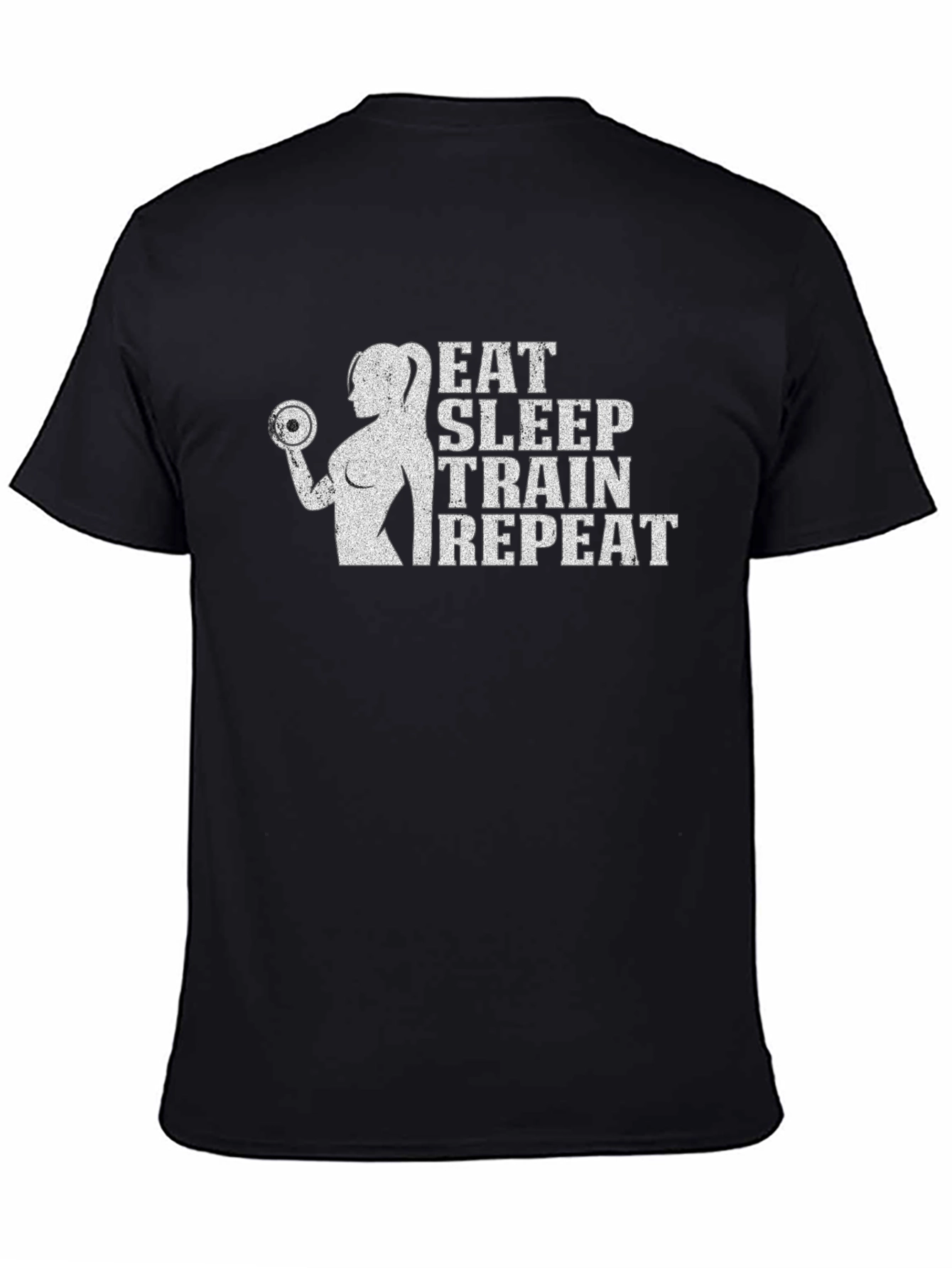 Eat Sleep Train Repeat Black Graphic T-Shirt