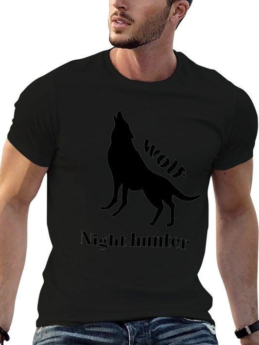Night Hunter Wolf Graphic Tee - Black