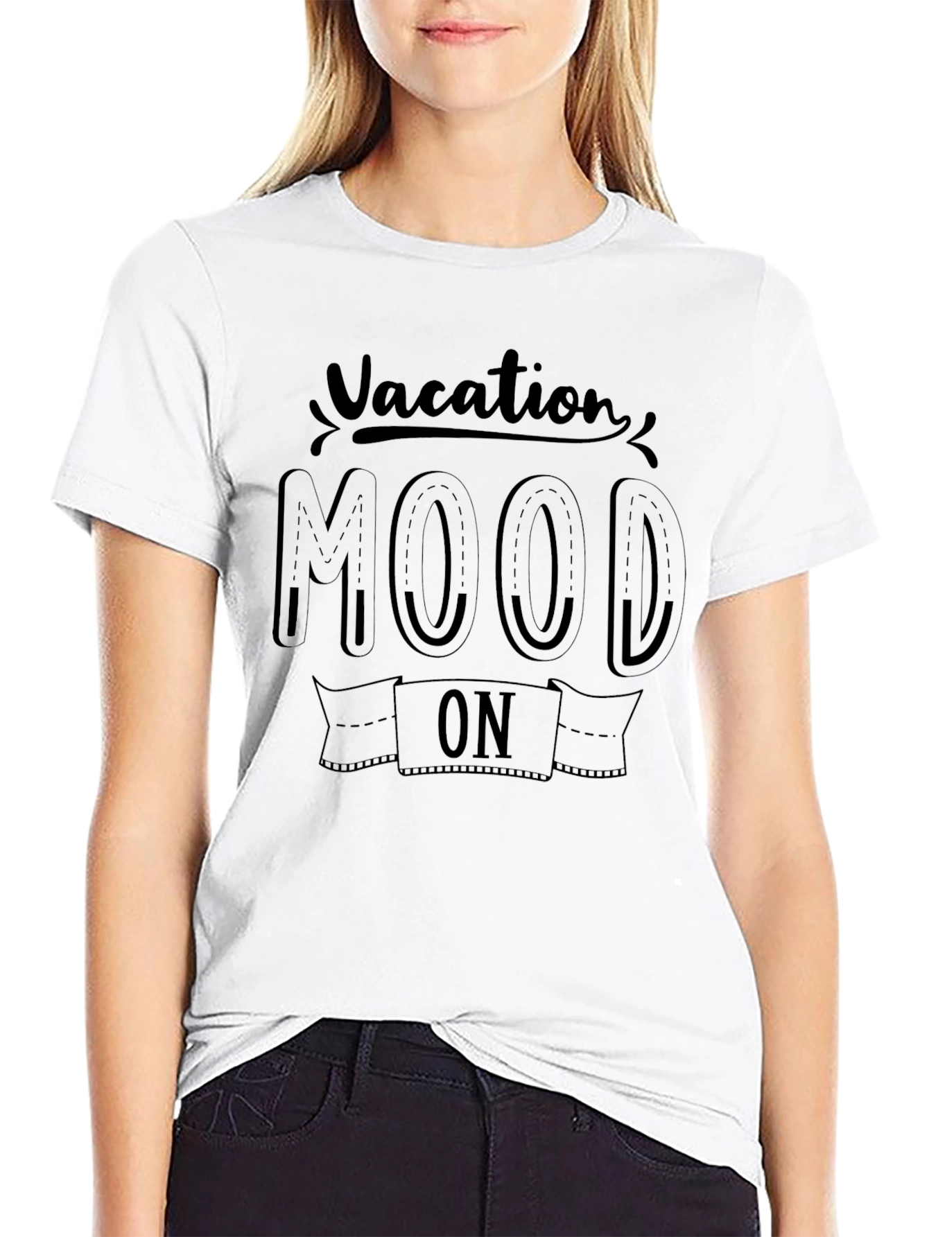 Vacation Mood On Black Graphic T-Shirt