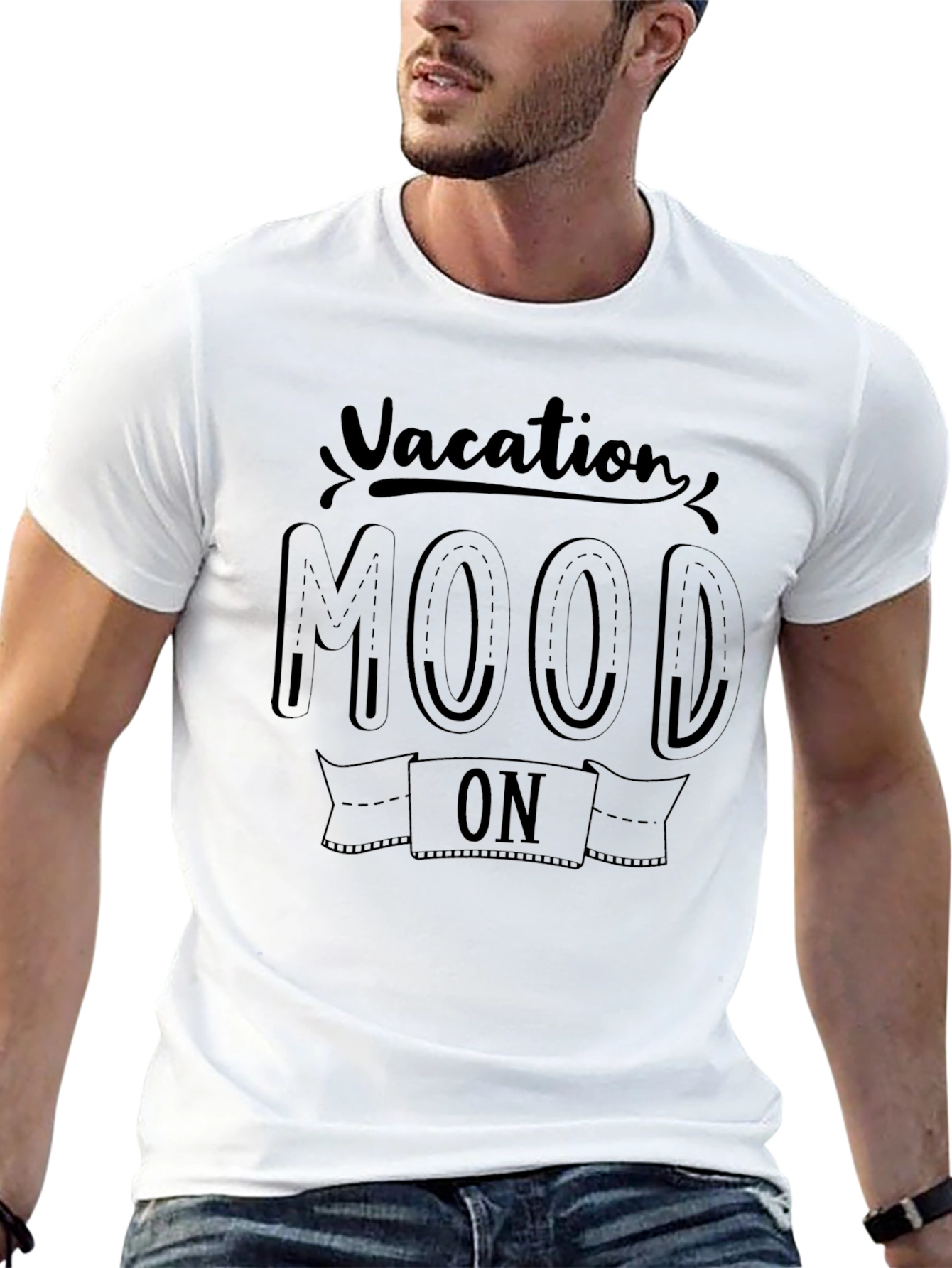 Vacation Mood On Black Graphic T-Shirt