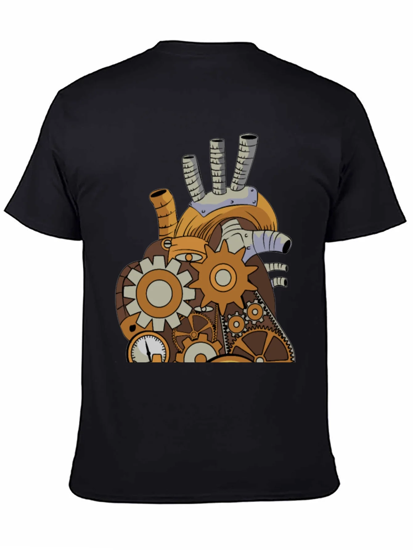Steampunk Mechanical Heart Graphic Tee - Black