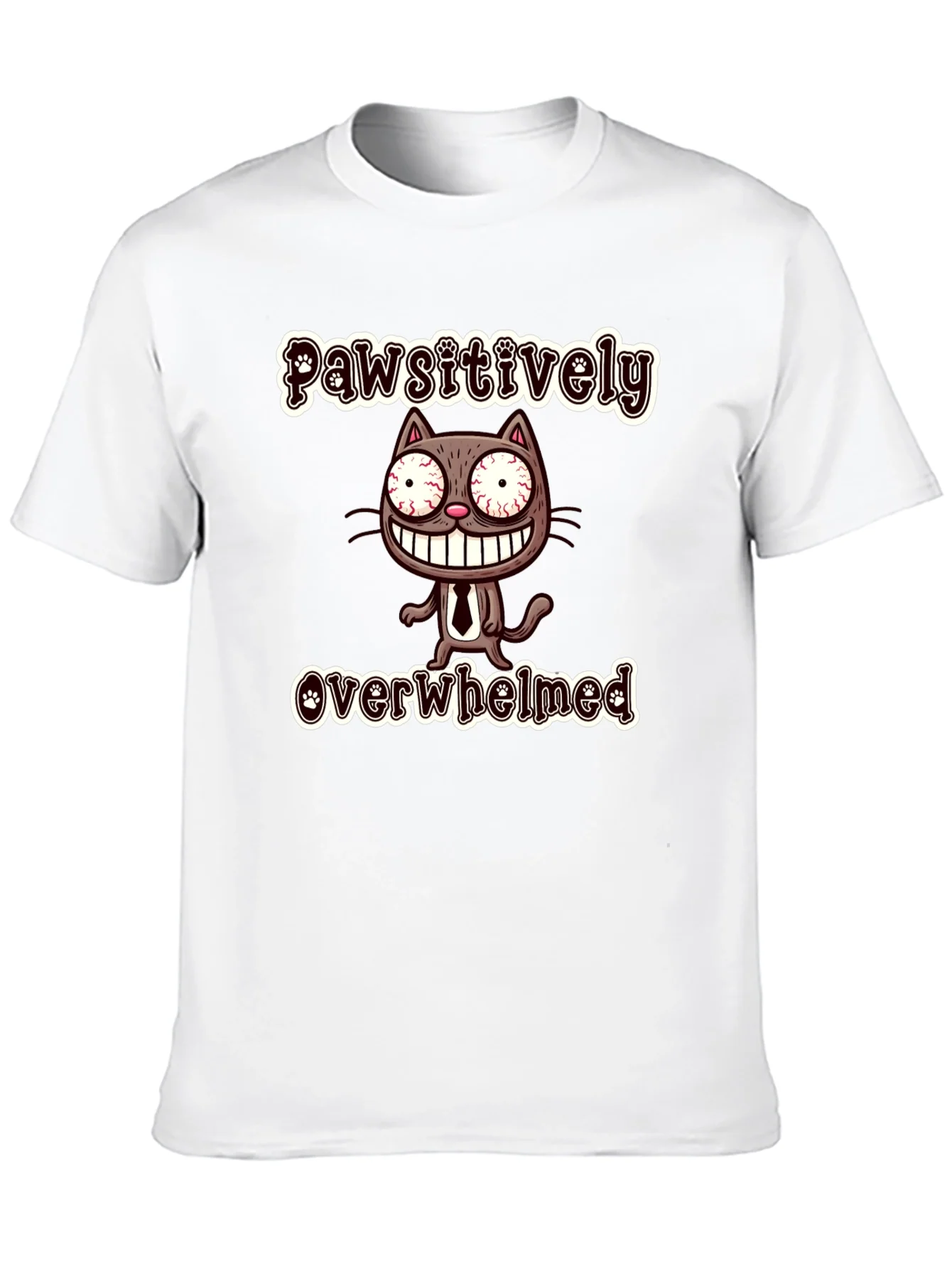 Pawsitively Overwhelmed Funny Cat T-Shirt