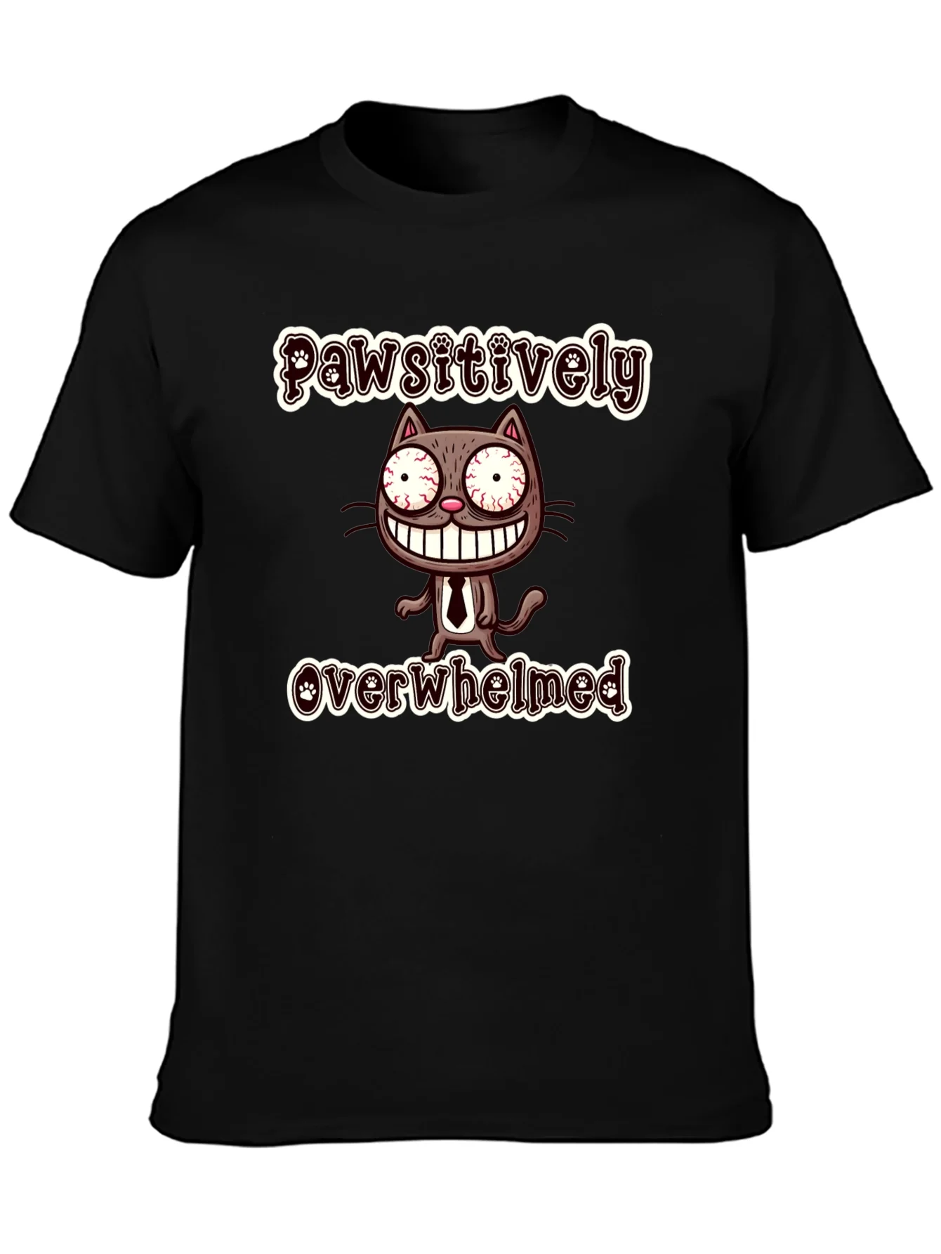 Pawsitively Overwhelmed Funny Cat T-Shirt