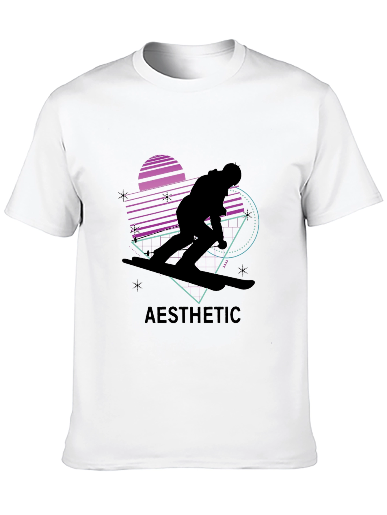 Aesthetic Retro Snowboarder Black T-Shirt