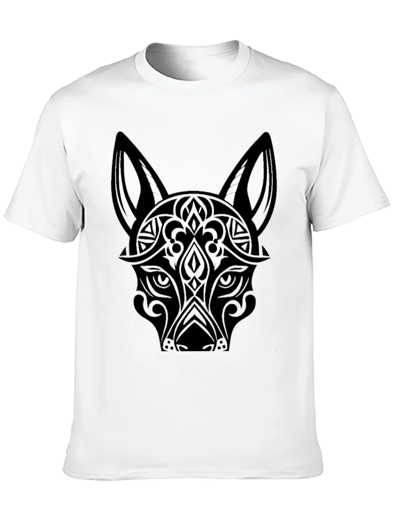 Tribal Wolf Graphic Tee - Mens Black T-Shirt