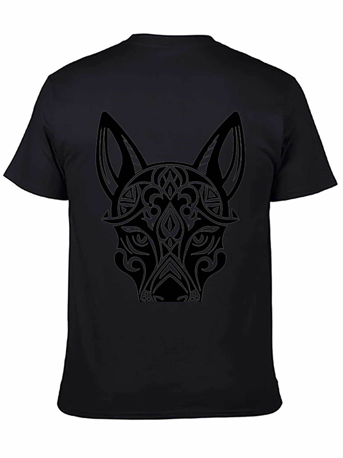 Tribal Wolf Graphic Tee - Mens Black T-Shirt