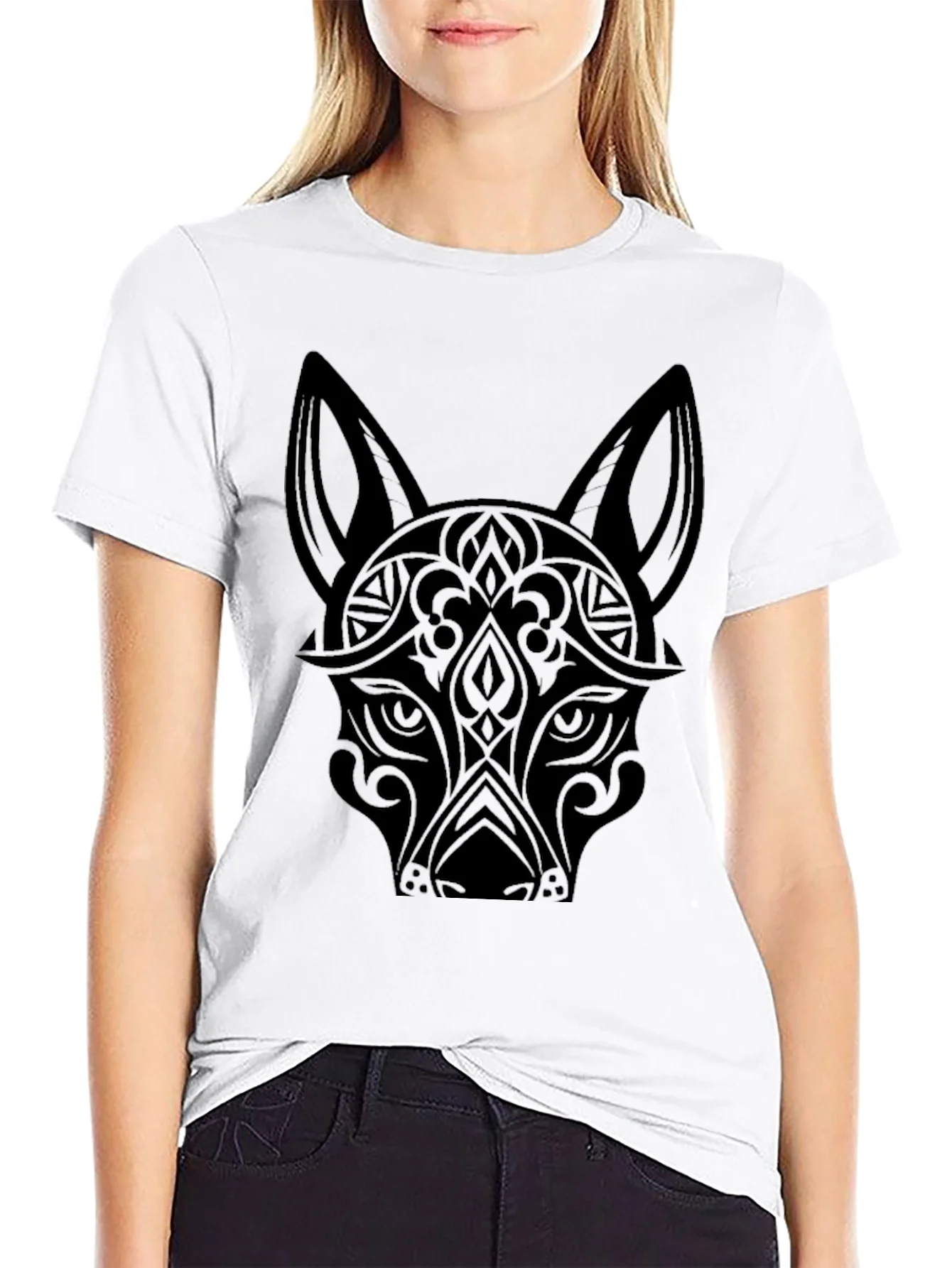 Tribal Wolf Graphic Tee - Mens Black T-Shirt