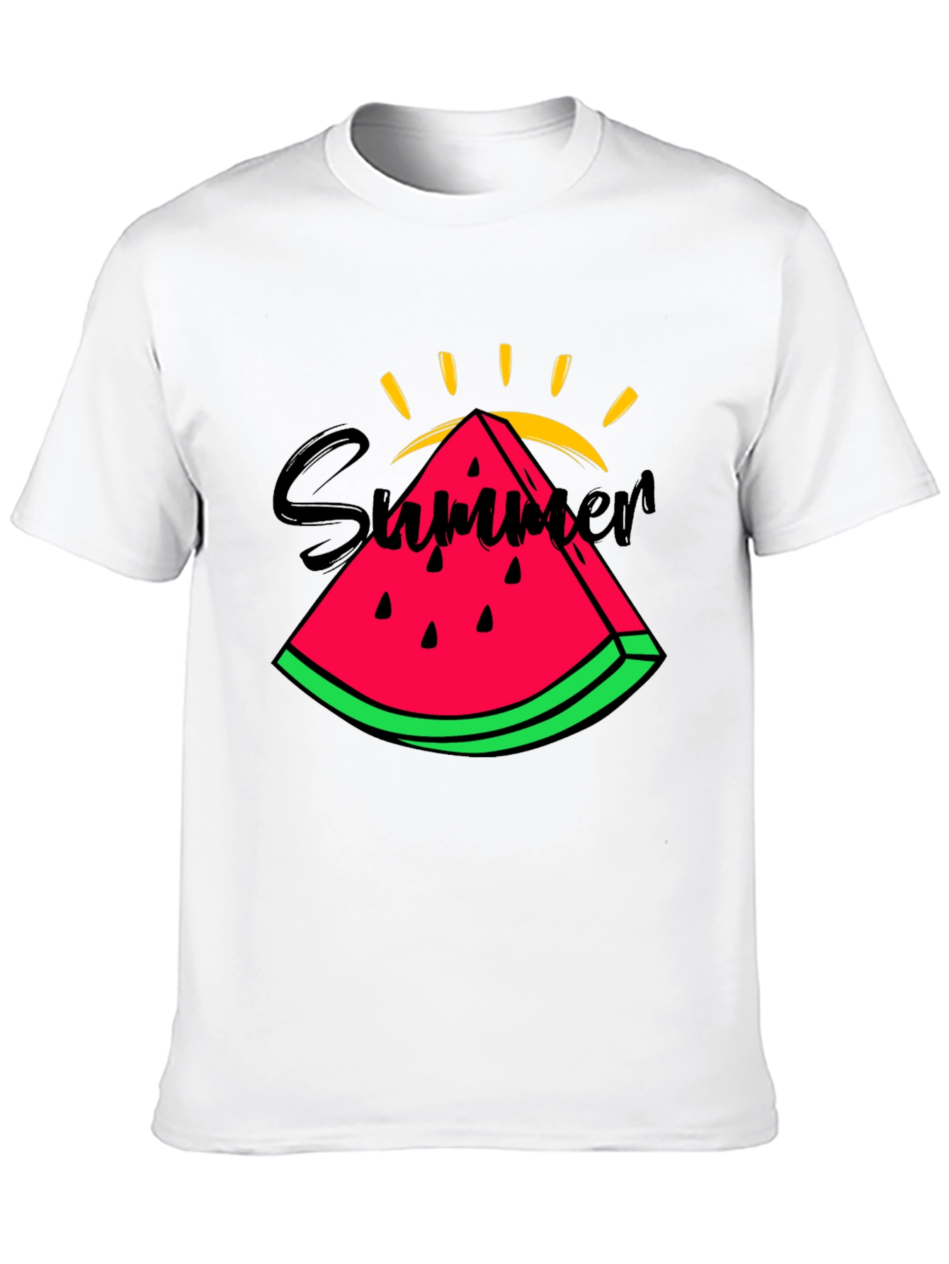 Summer Watermelon Graphic T-Shirt - Black