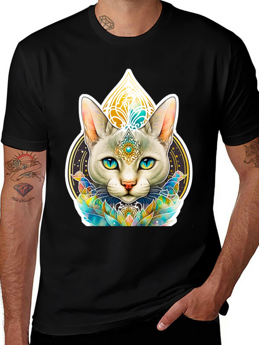 Mystical Cat Graphic Tee - Black T-Shirt