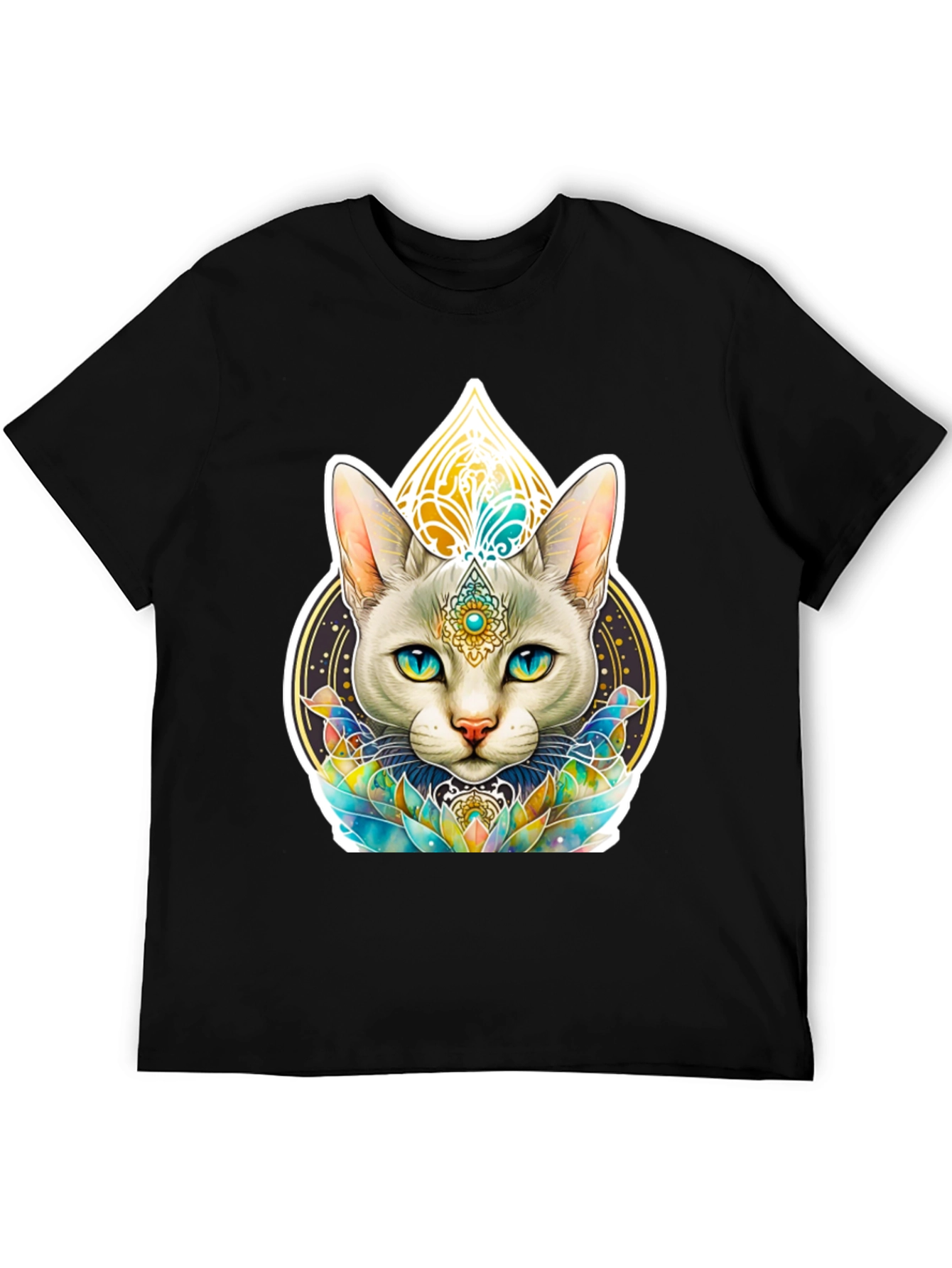 Mystical Cat Graphic Tee - Black T-Shirt