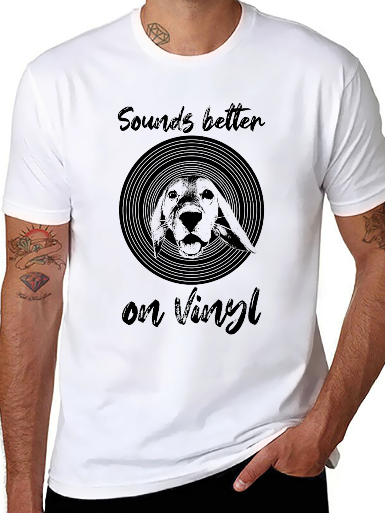 Sounds Better on Vinyl Dog Graphic T-Shirt