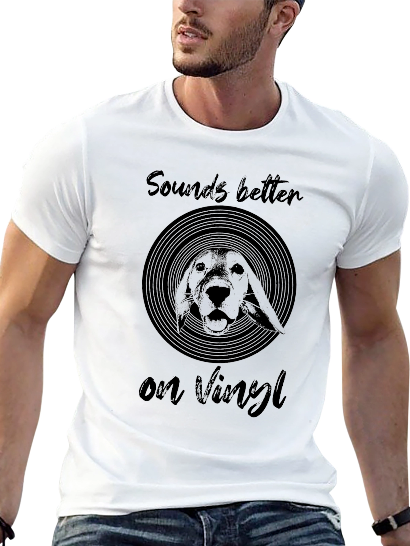 Sounds Better on Vinyl Dog Graphic T-Shirt