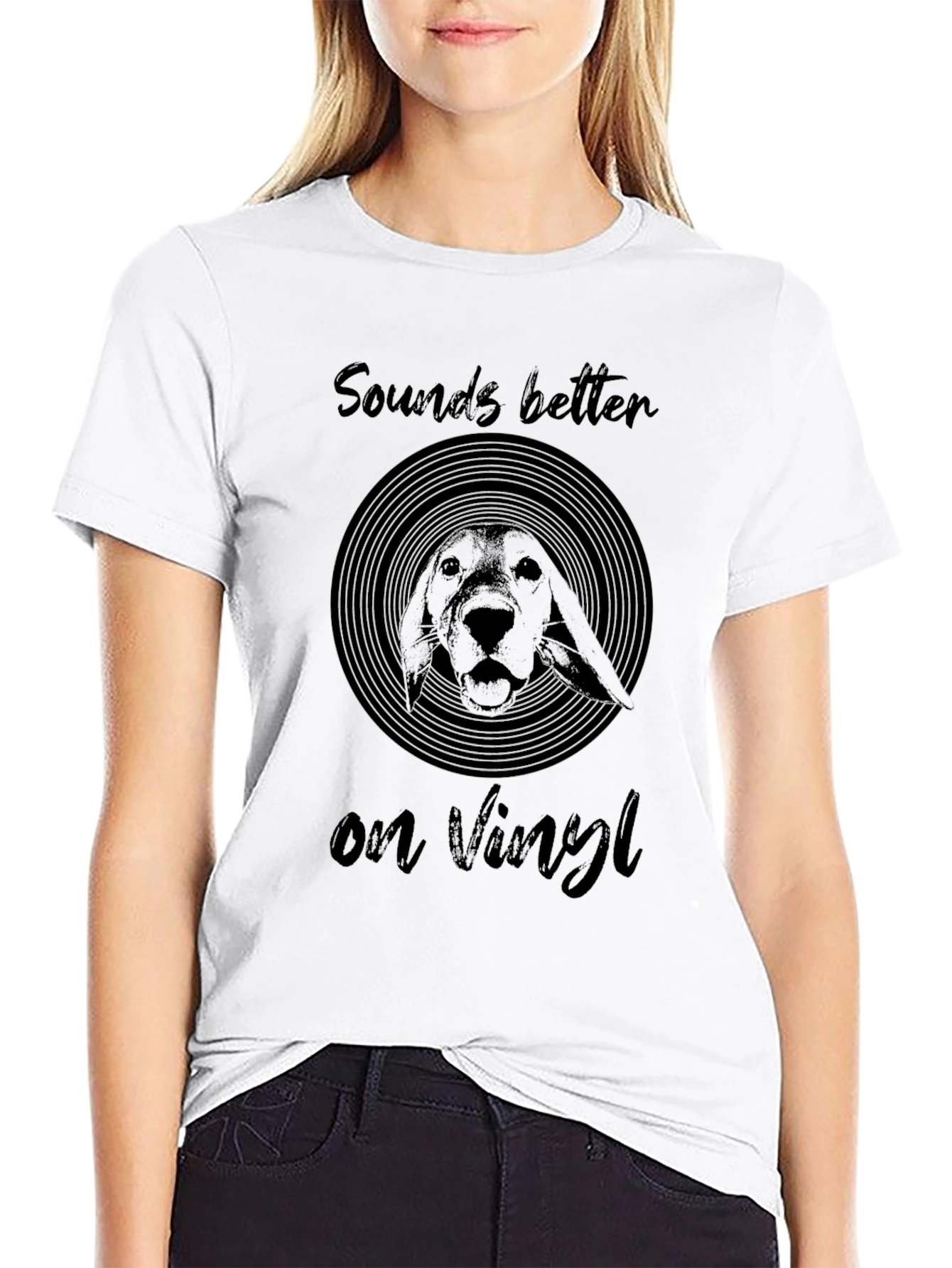 Sounds Better on Vinyl Dog Graphic T-Shirt